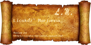 Licskó Marianna névjegykártya